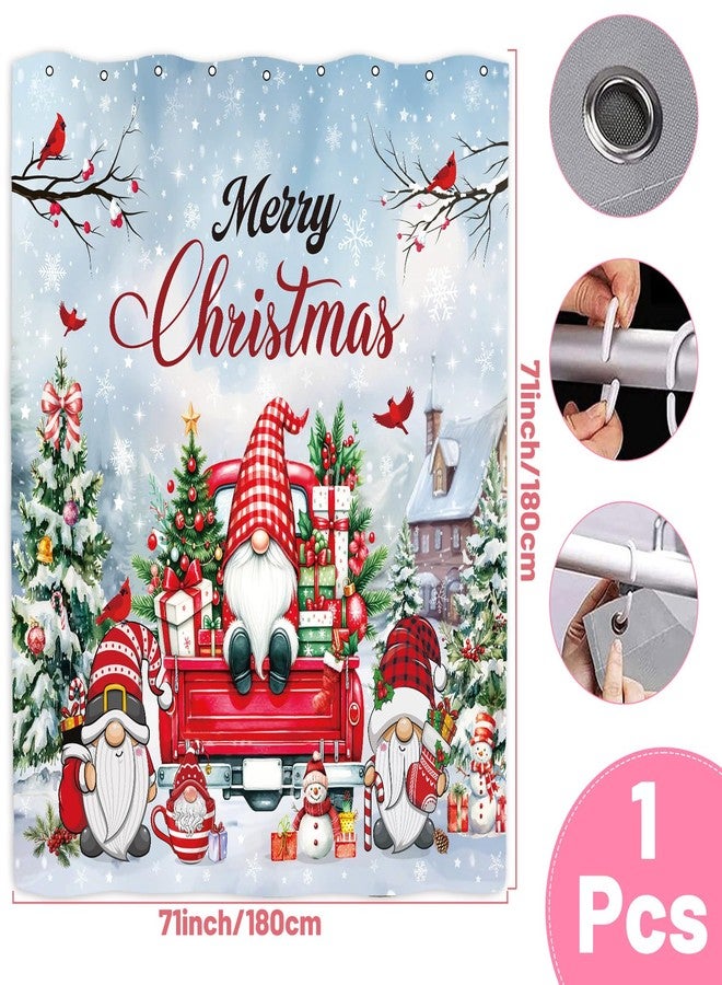 InIsaJace Gnome Christmas Shower Curtain, Merry Christmas Bath Tub Curtain, Cute Xmas Waterproof for Holiday Home Bathroom Decor(71 X 71 Inches) - Image 2